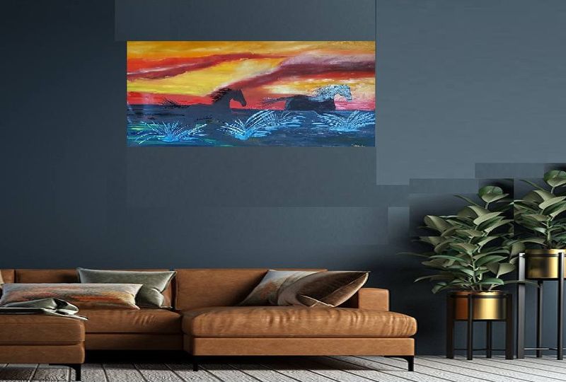 2 hester 114x62 oljemaleri malt 22